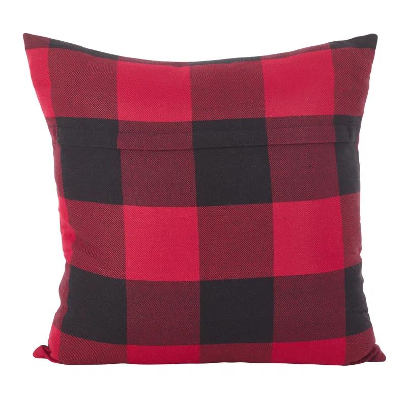 Saro Birmingham Collection Plaid Cotton Reversible Throw Pillow