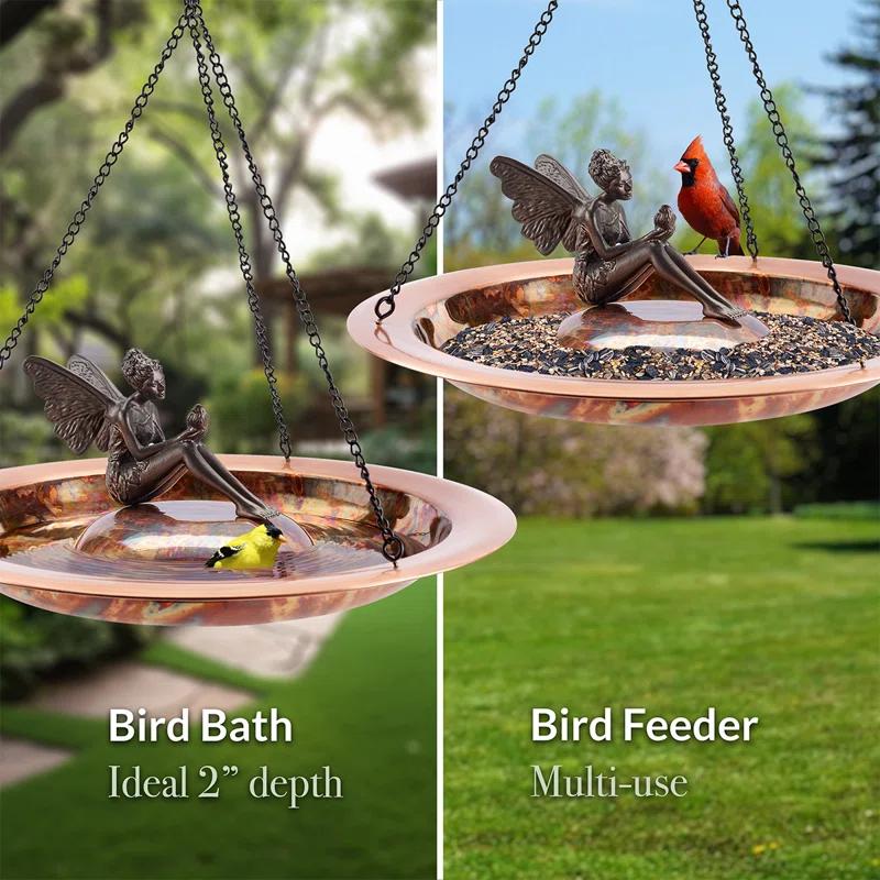 Bungalow Rose Buckleys Copper Hanging Birdbath