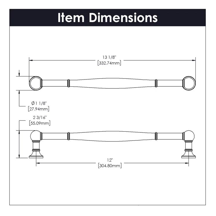 Matte Black Traditional Bar Pull with Mounting Hardware