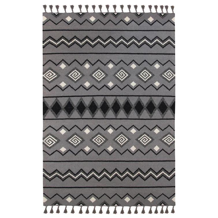 Union Rustic Oneil Moroccan Handmade Wool Gray Area Rug