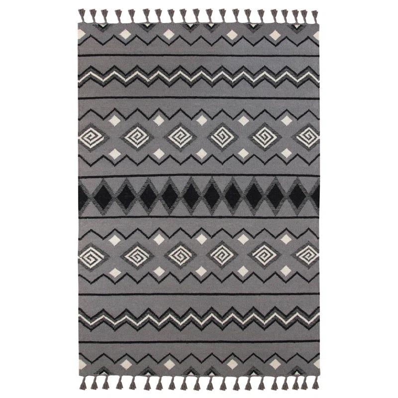 Union Rustic Oneil Moroccan Handmade Wool Gray Area Rug