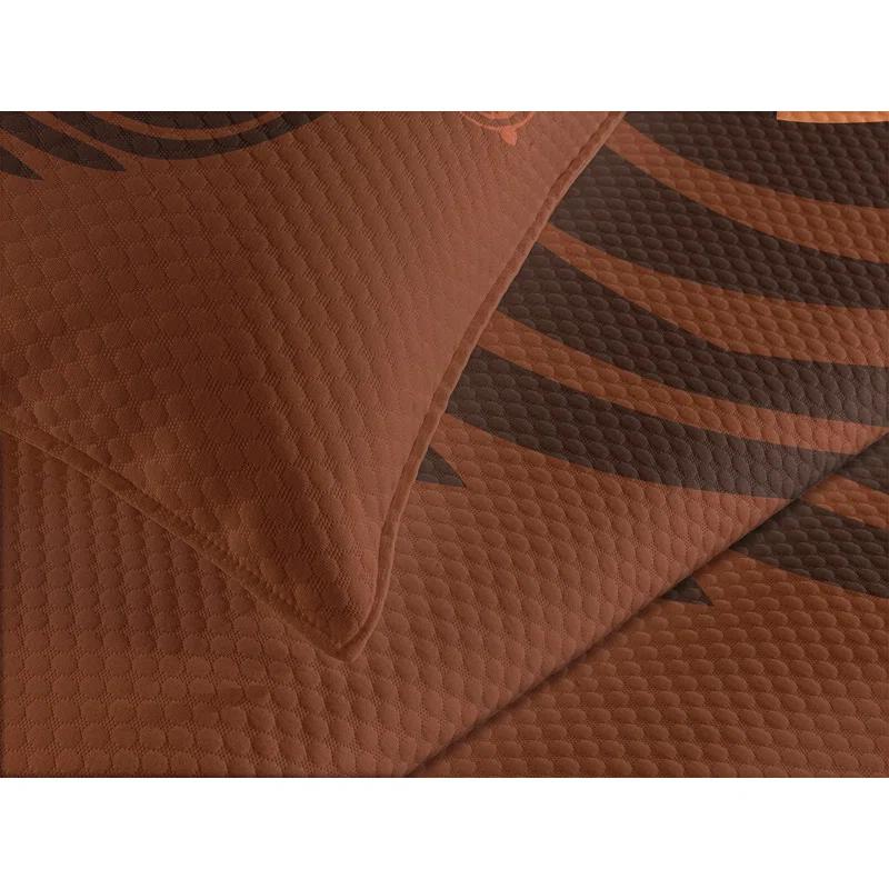 Ambesonne Ambesonne Earth Tones Bedspread Set Folk Floral Details Brown Orange Peach