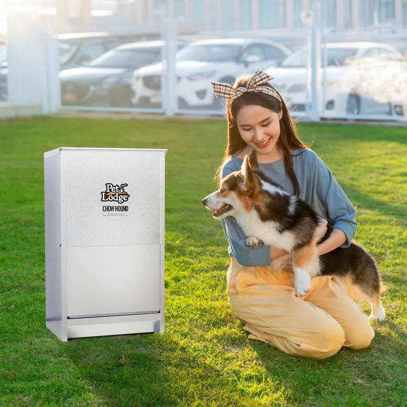 Little Giant Pet Lodge Dry Food Automatic Steel Dog Feeder Chow Hound 25 Pound Capacity