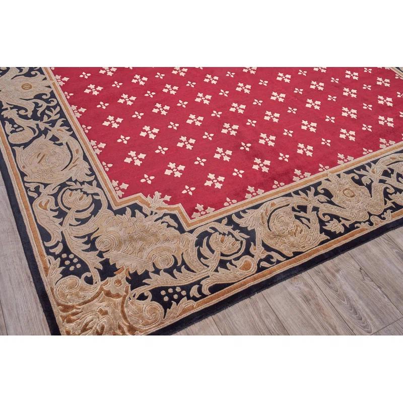 EXQUISITE RUGS One-of-a-Kind 9'1" X 10' Wool Area Rug Red/Black/Brown