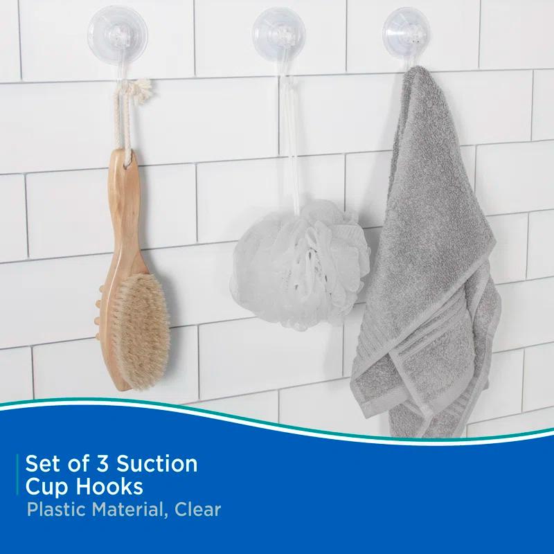 Kenney KN61551V3 Suction Cup Wall Mounted Towel Hook (Set of 3)