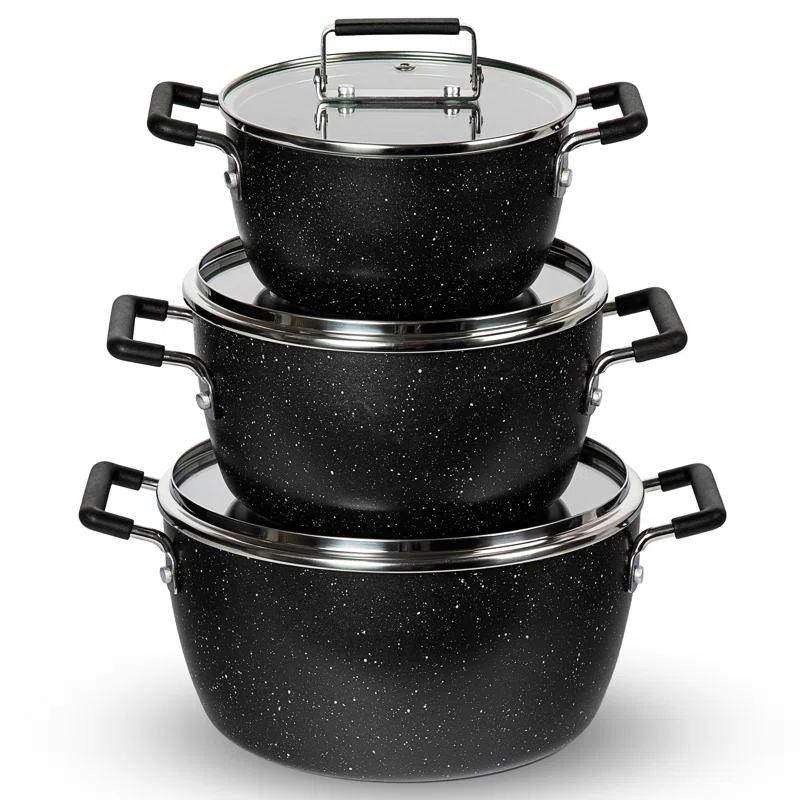 Granitestone Granitestone 6 Piece Stackable Nonstick Nesting Pots with Lids, Dishwasher Safe