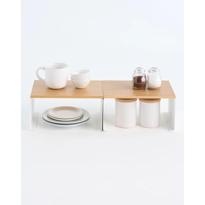 Yamazaki Tosca Large White Wood-Top Stackable Kitchen Rack