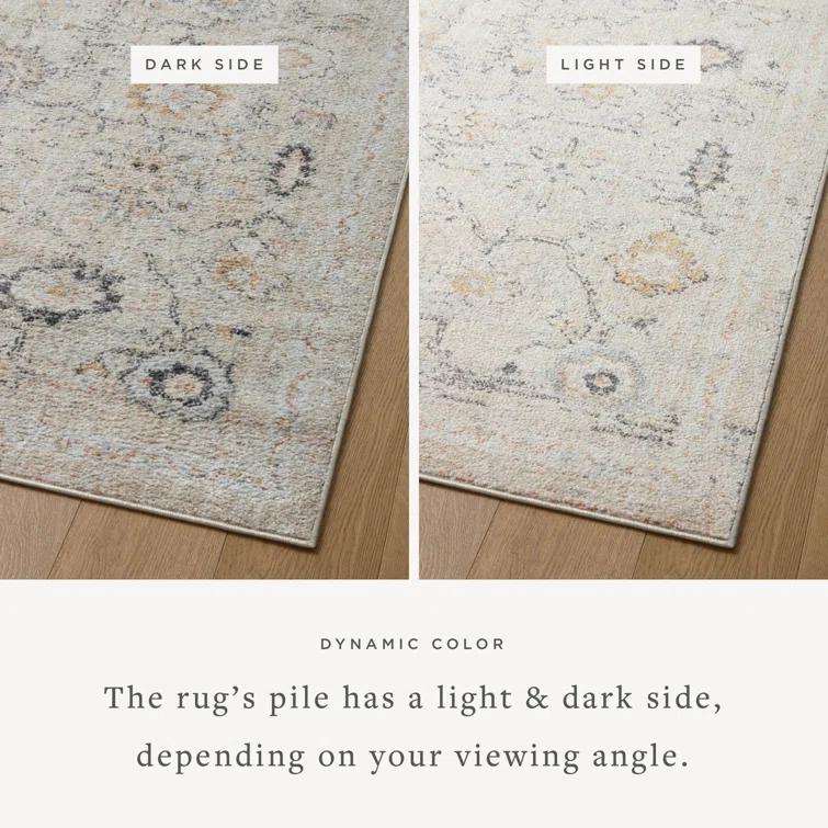 Loloi II Monroe Oriental Machine Woven Polyester Area Rug in Gray/Ivory