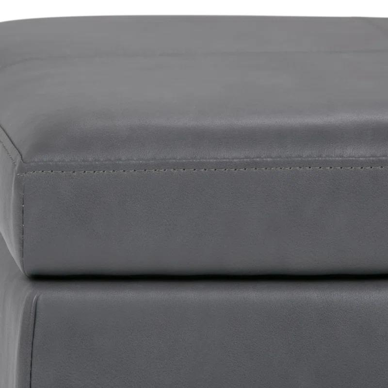 Simpli Home Kingsley 48"W Upholstered Storage Ottoman with Lift-Top Lid, Nailhead Trim, and Stitching Detail