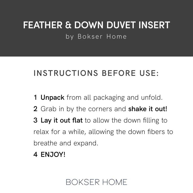BOKSER HOME All Season Feather & Down Duvet Comforter Insert