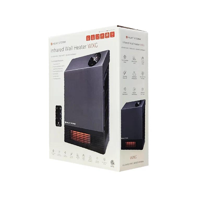 Heat Storm Heat Storm 1000 Watt 3400 BTU Electric Wall Mounted Space Heater with Adjustable Thermostat , Remote Included and with Digital Display