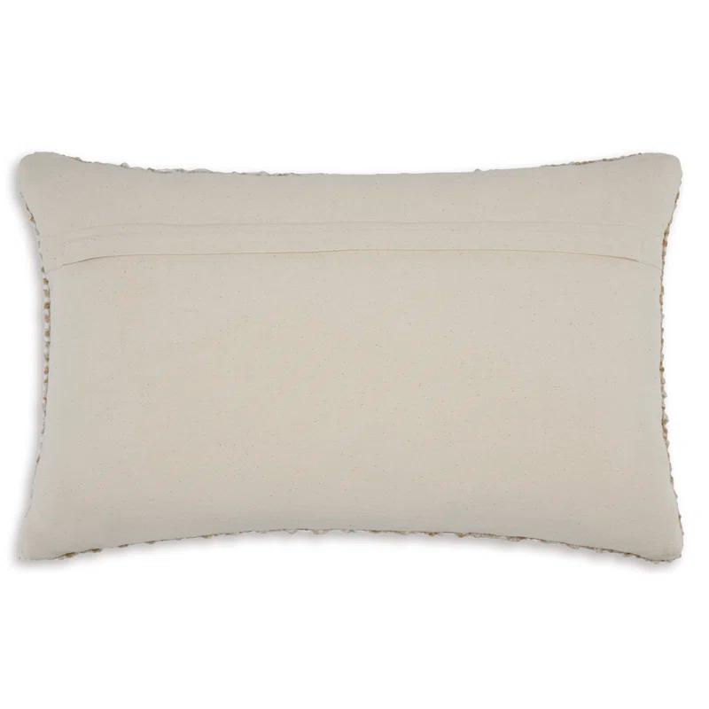 Hathby Beige and Ivory Handwoven Lumbar Pillow