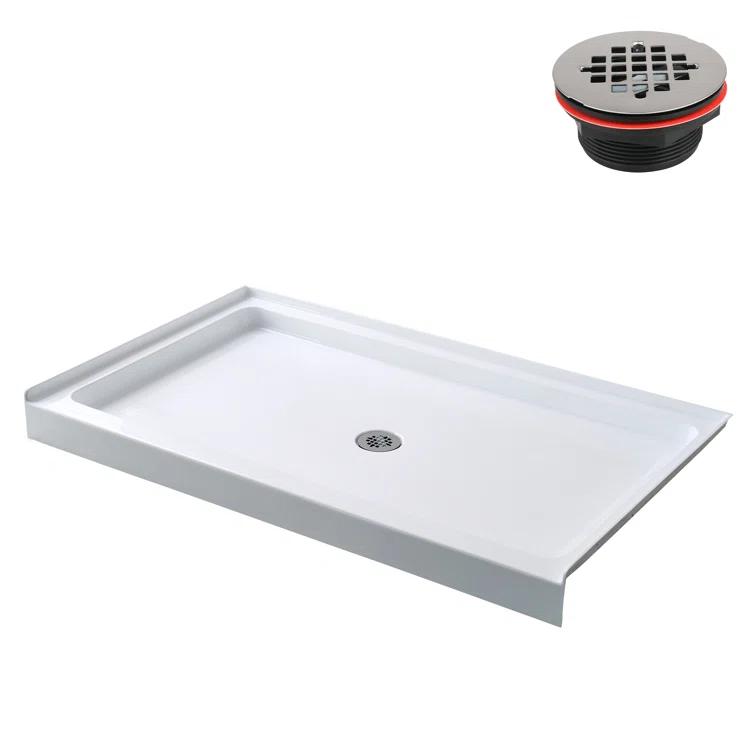 Streamline Bath Streamline 60 in. x 32 in. Alcove Acrylic Shower Base With Center Drain, Drain Included GB-516-68
