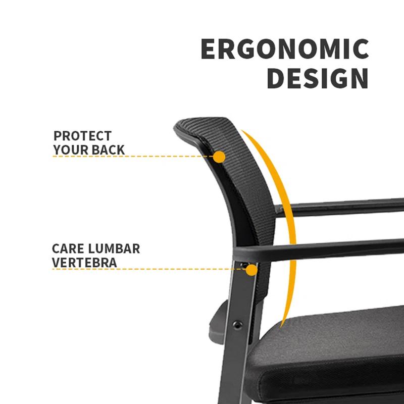 Clatina CLATINA Mesh Back Stacking Upholstered Side Arm Guest Chair For Waiting Conference Room