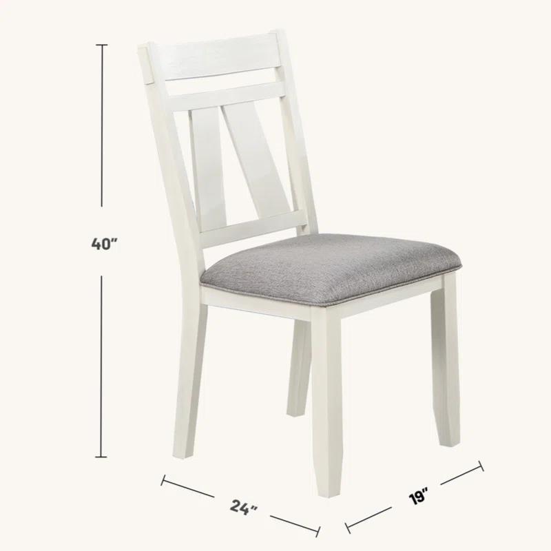 Gracie Oaks Set Of 2 Dining Chairs With Upholstered Seat, Grey And White