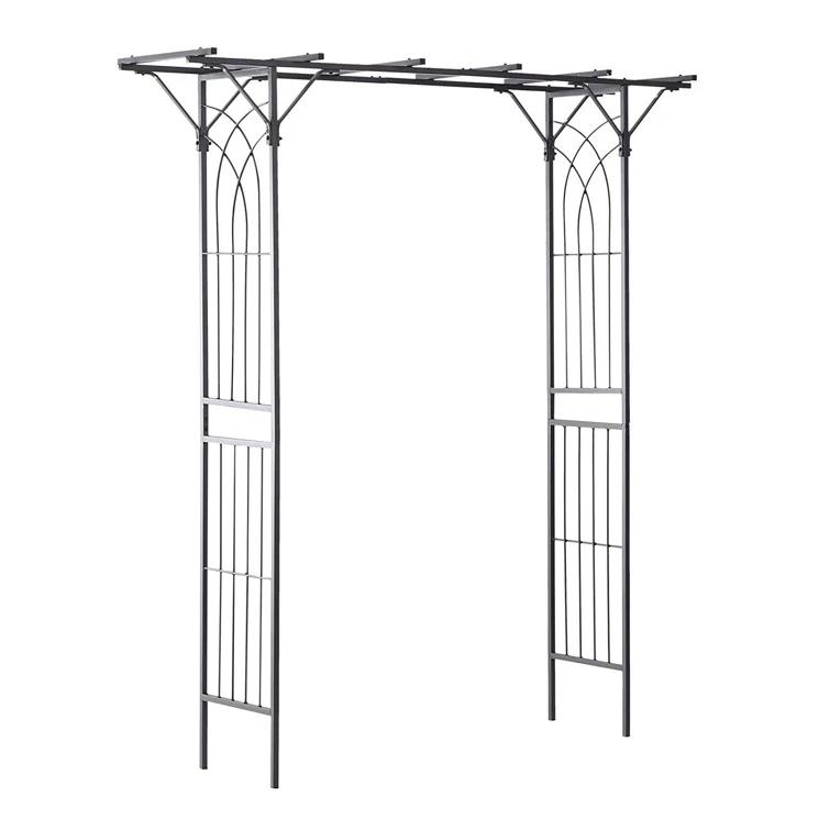 Outsunny 74.75'' W x 19.75'' D Metal Arbor in Gray