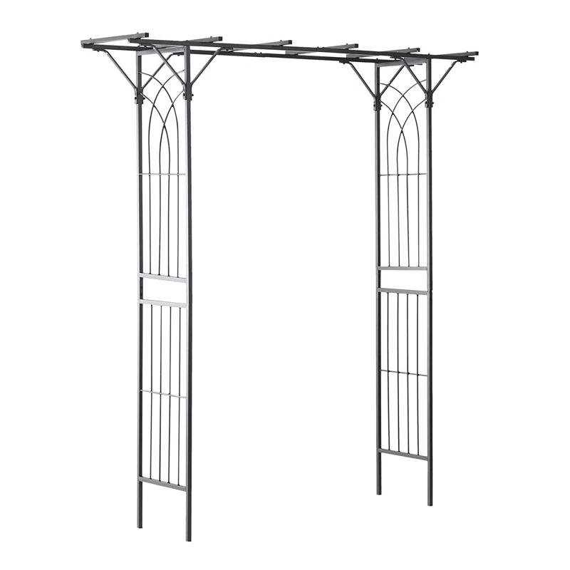 Outsunny 74.75'' W x 19.75'' D Metal Arbor in Gray