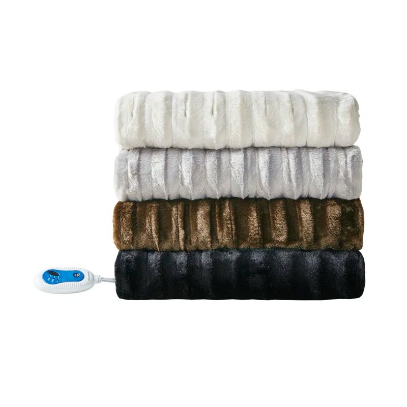 Beautyrest Heated Duke Faux Fur Throw