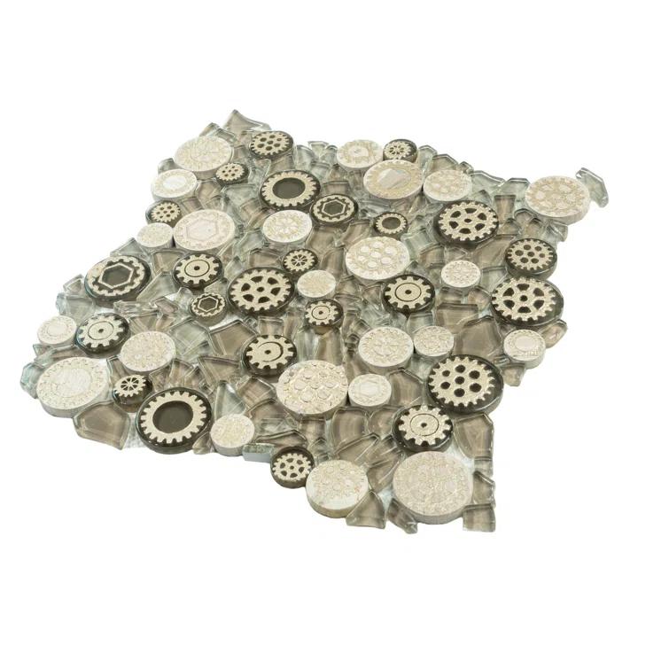 12" x 12" Glass Metal Look Mosaic Wall Tile