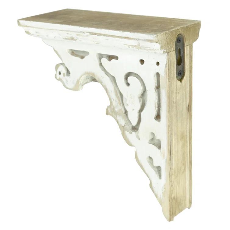 Ophelia & Co. Vintage Shabby Wood Corbels Brackets for Shelf Farmhouse Wall Decor (Set of 2)