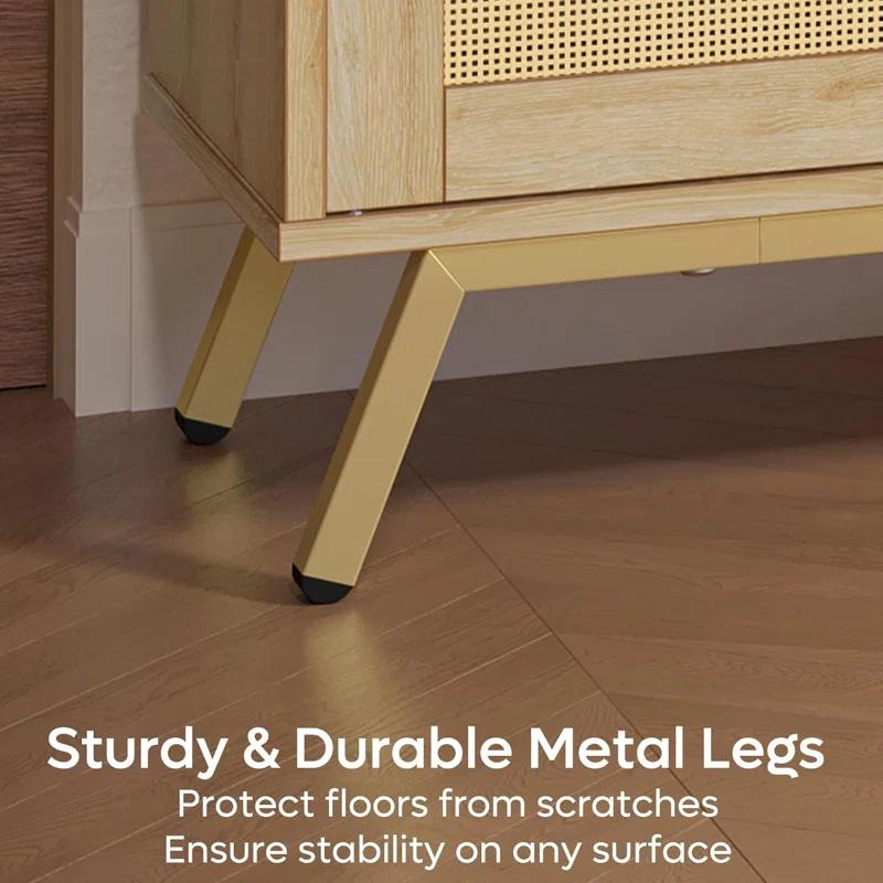 Bay Isle Home™ Alwies 80 inch TV Stand for TVs up to 85", Combinable Entertainment Center with LED Light and Adjustable Shelves, 4-1 Rattan TV console