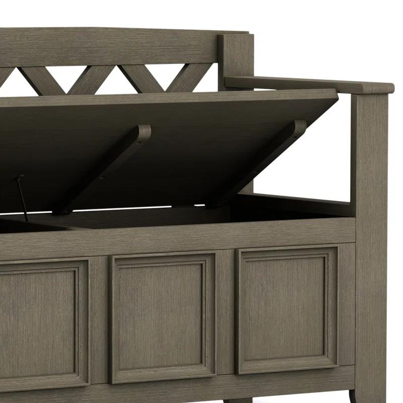 Simpli Home Amherst 48"W Solid Wood Entryway Storage Bench with Lift-Top Lid and Dual Compartments