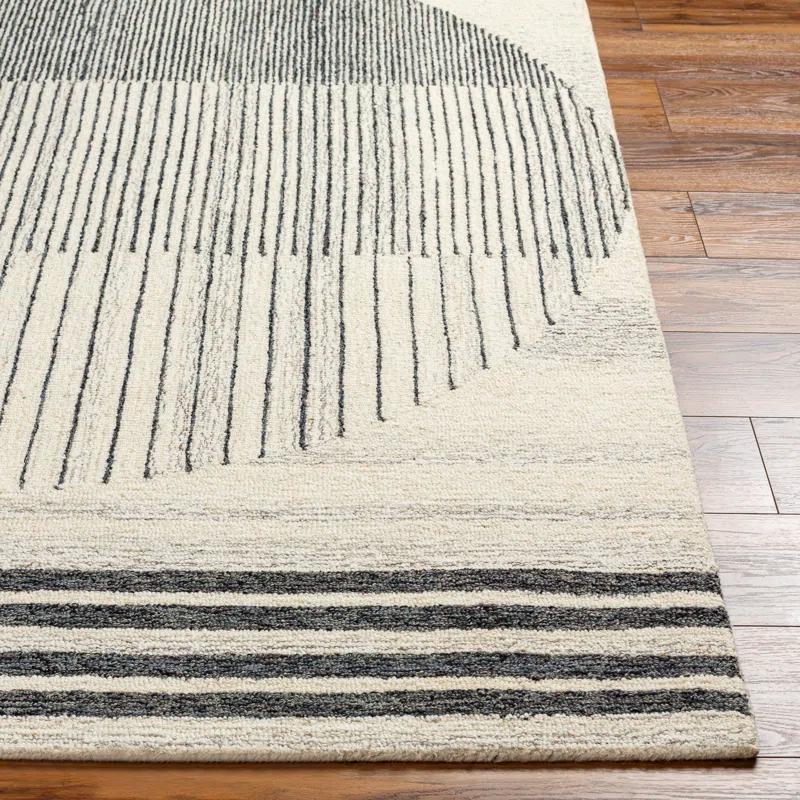 Uptown Geometric Hand Tufted Wool Area Rug in Beige/Black