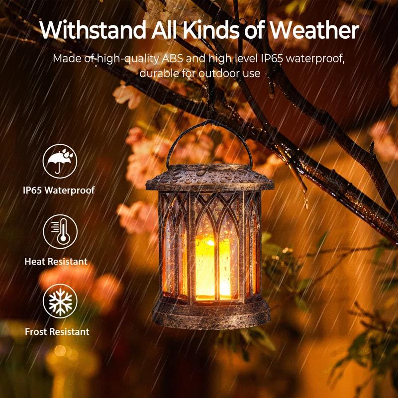 KOOPER Solar Lantern Outdoor Lights, Upgraded Flickering Candle Solar Lanterns Lights Outdoor Waterproof, Hanging Outdoor Solar Lanterns Lights, Solar Powered Lanterns For Yard Garden Decor (Set of 2)