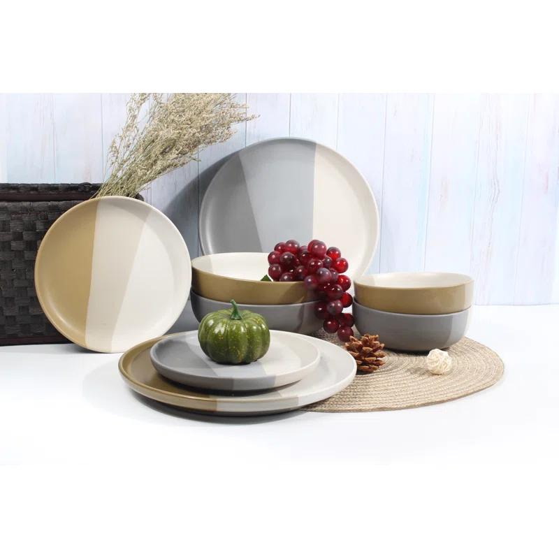 Godinger Silver Art Co Piermont Natural 16 Piece Dinnerware Set, Service For 4