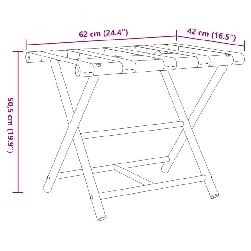 Vidaxl Folding Luggage Rack 24.4"X16.5"X19.9" Bamboo