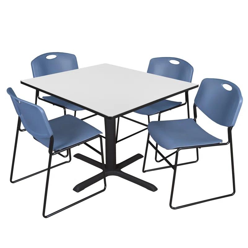 Regency Regency Cain Square X-Base Breakroom Table & 4 Zeng Stack Chairs
