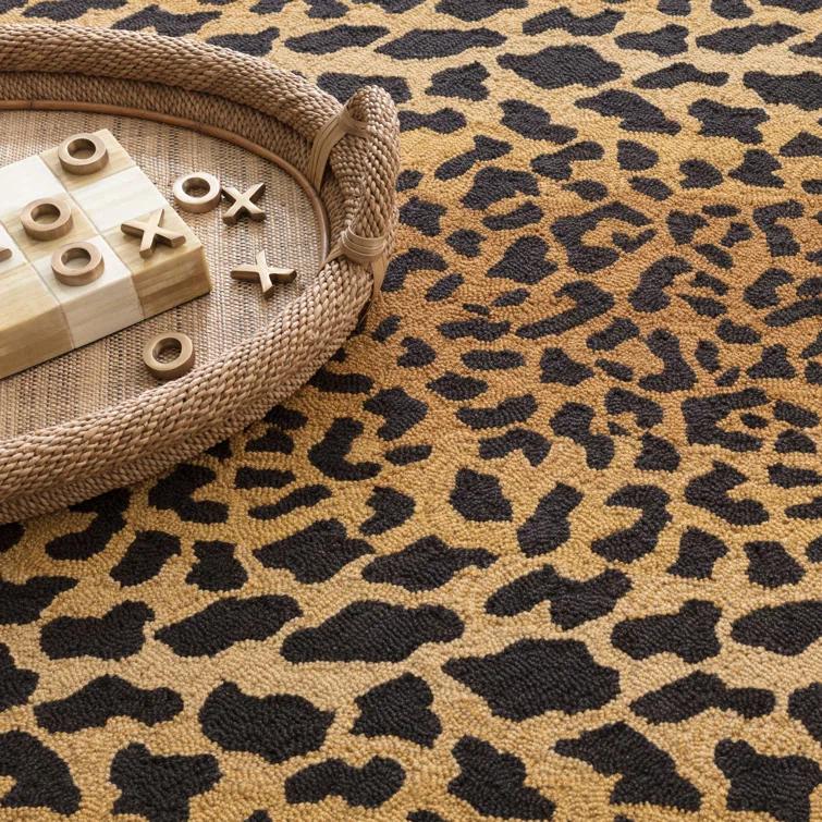 Hand Hooked Wool Animal Print Rug