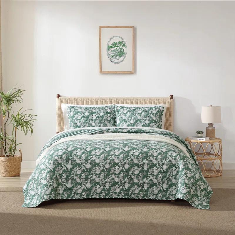 Tommy Bahama Home Pineapple Venture Tropical Cotton Floral Quilt Set