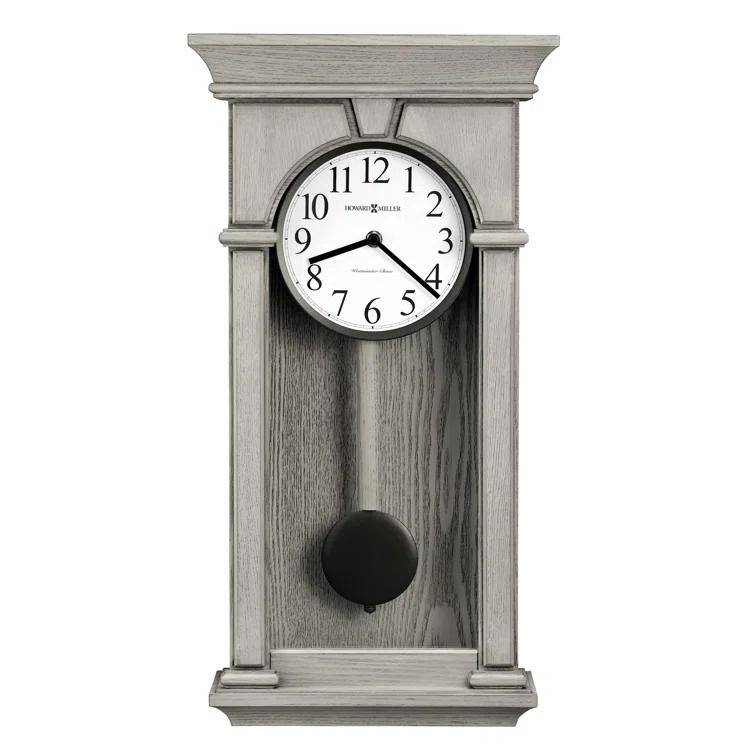 Mira Gray Wood Analog Wall Clock with Pendulum