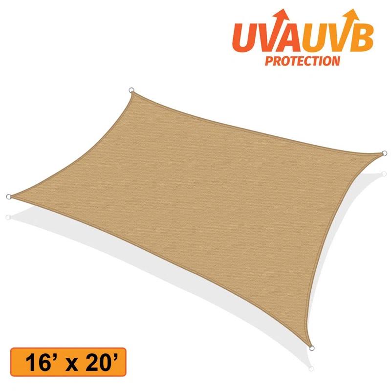 Khomo Gear Sun 8' x 12' Rectangular Shade Sail – UV Block, Outdoor Canopy for Patio & Garden