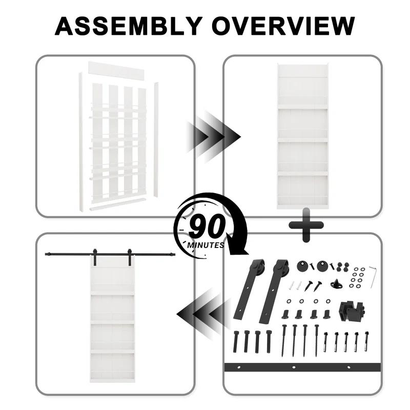 ARK DESIGN 84"H Wood and Primed Bookshelf Style Barn Door with Mounting Hardware Kit