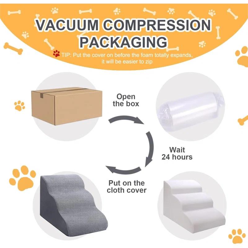 Tucker Murphy Pet™ Dog Stairs Ramps To High Beds And Couch Up To 24'', Dog Step For Small Large Dog With High-Density Foam, 4-Step Pet Stairs With Non-Slip Bottom For Puppy And Cat, Gifts Lint Roller For Dogs
