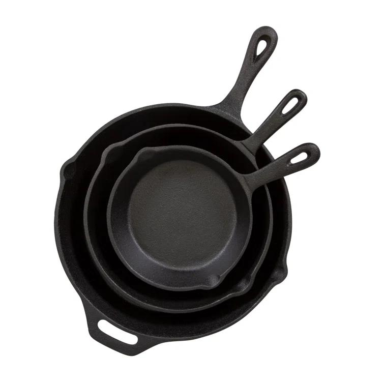 Oster 3 Piece Cast Iron Pre-Seasoned Frying Pans