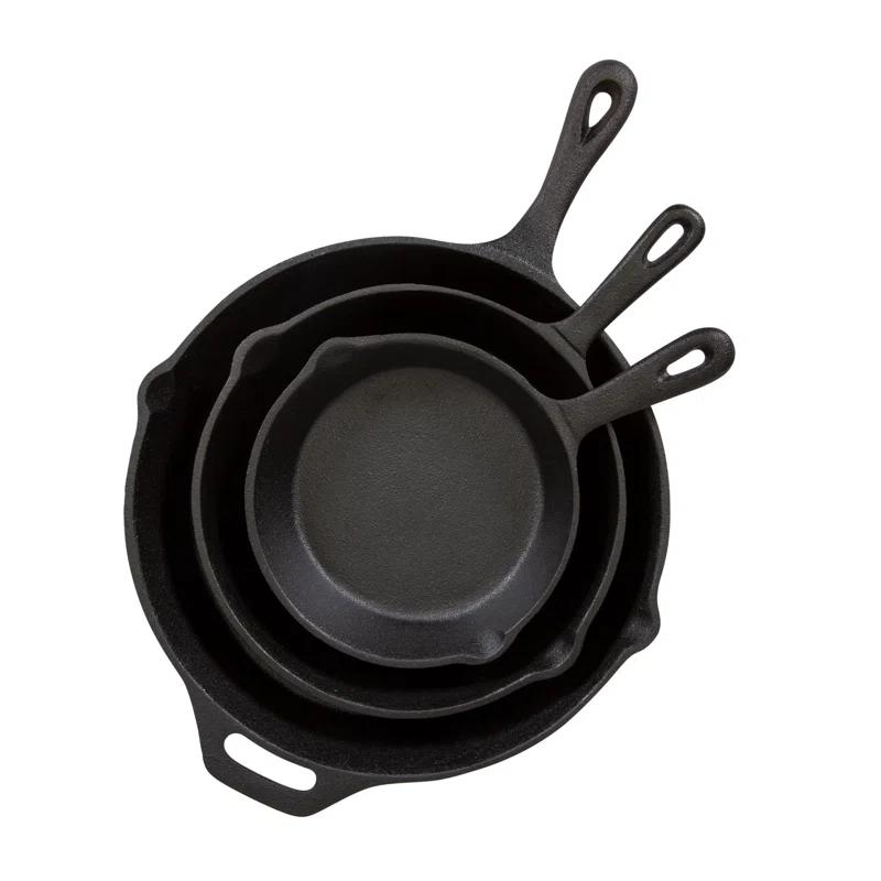Oster 3 Piece Cast Iron Pre-Seasoned Frying Pans