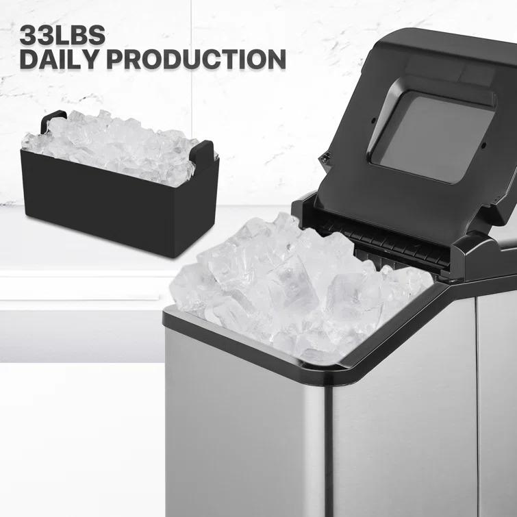 MoNiBloom Countertop Ice Maker Machine with Auto-Cleaning, 26lbs in 24Hrs, 32 Ice Cubes Ready in 20 Mins, Portable Ice Maker with Basket and Scoop