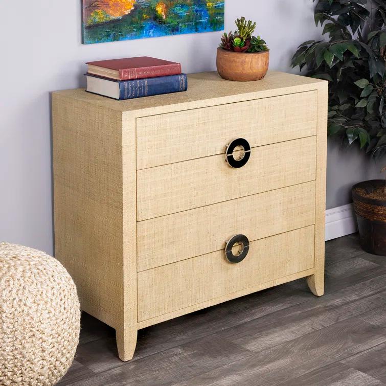 Butler Amelle 4-Drawer Raffia Accent Chest & Reviews | Perigold
