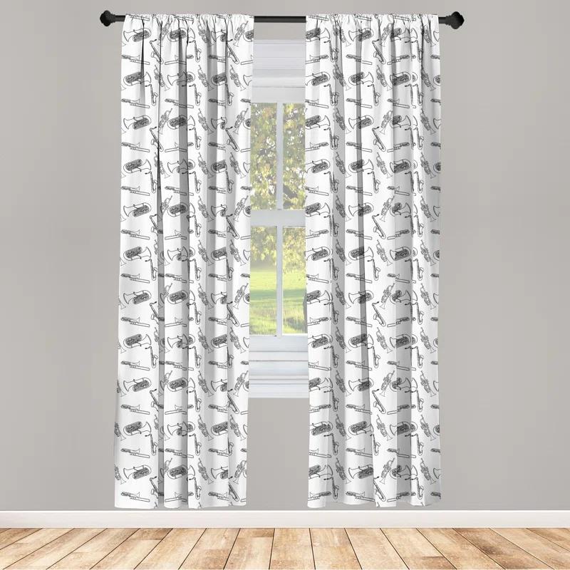 Ambesonne Semi-Sheer Rod Pocket Sliding Panel (Set of 2)