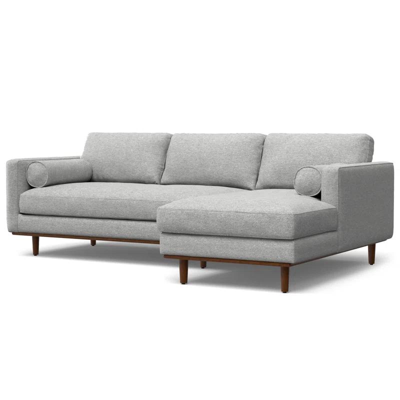 Simpli Home Morrison Large Left Sectional Sofa,Mid-Century Modern Couch with Chaise Lounge and Eco-Friendly Woven-Blend Fabric