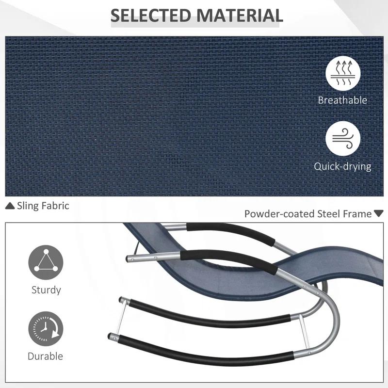 Wrought Studio™ Zero Gravity Rocking Chair, Outdoor Chaise Lounge Chair, Recliner Rocker With Detachable Pillow, Pool Lounge Chair