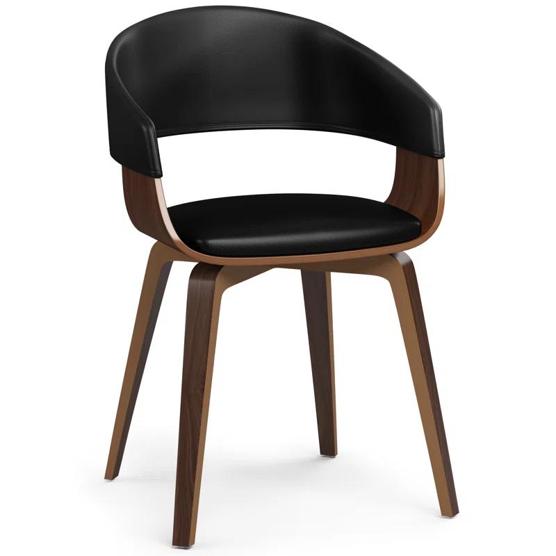 Simpli Home Lowell Bentwood Upholstered Dining Chair with Curved Backrest in Mid-Century Modern Style