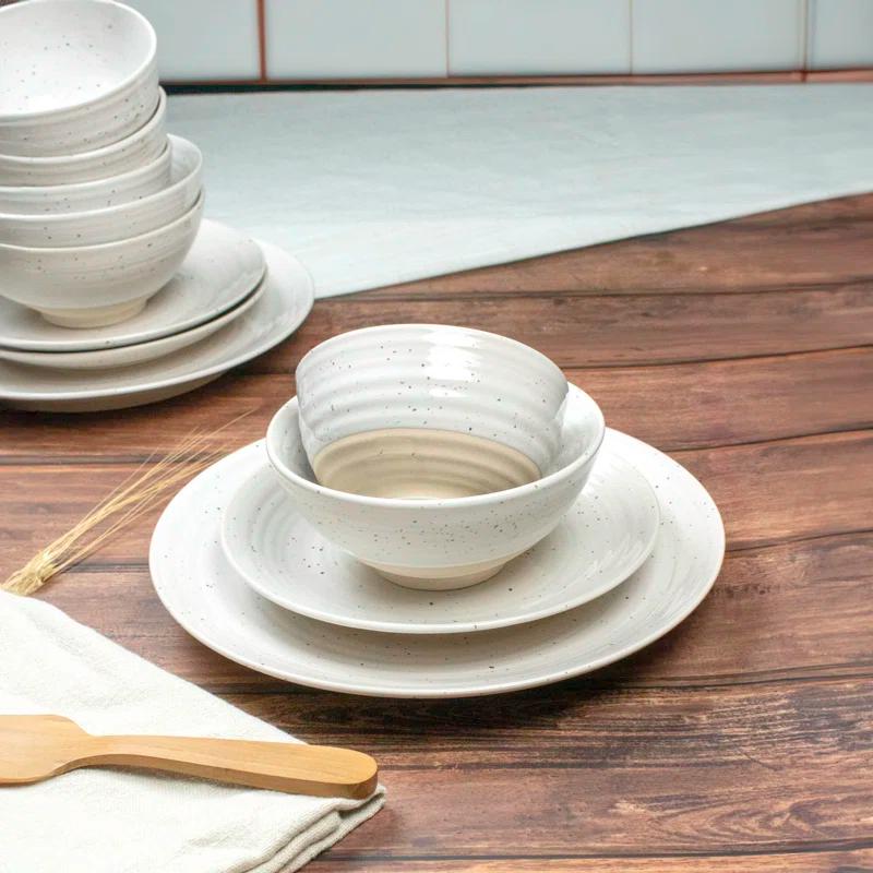 Sango Siterra 16-Piece Rustic White Stoneware Dinnerware Set - Service For 4, Plate & Bowl Set & Reviews | AllModern