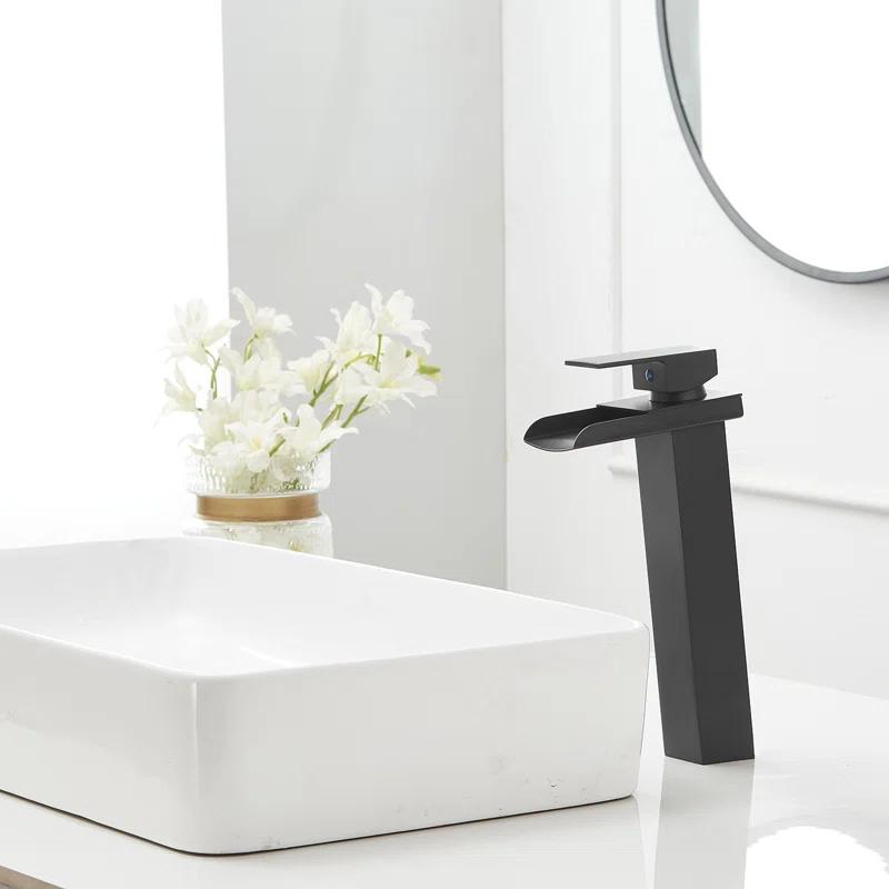 VIBRANTBATH 6009H-Black Vessel Sink Faucet Single-handle Bathroom Faucet with Drain Assembly