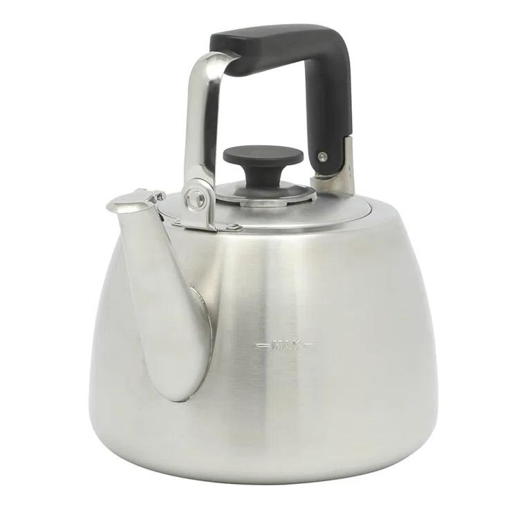 Sur La Table Kitchen Essentials Sur La Table Kitchen Essential Large 2 QT Heavy Gauge Brushed Stainless Steel Whistling Tea Kettle