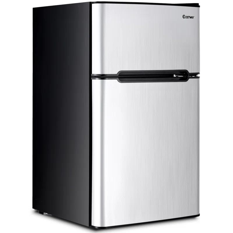 Costway Costway 3.2 Cubic Feet Portable Freestanding Mini Fridge with Freezer