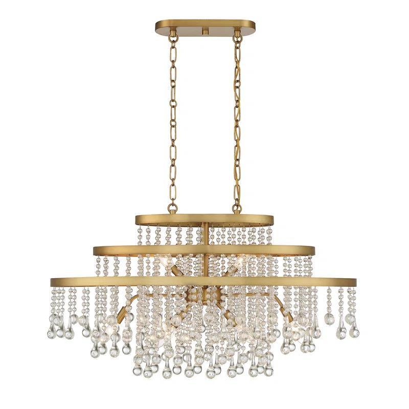 Luna 10-Light Oval Chandelier in Warm Brass